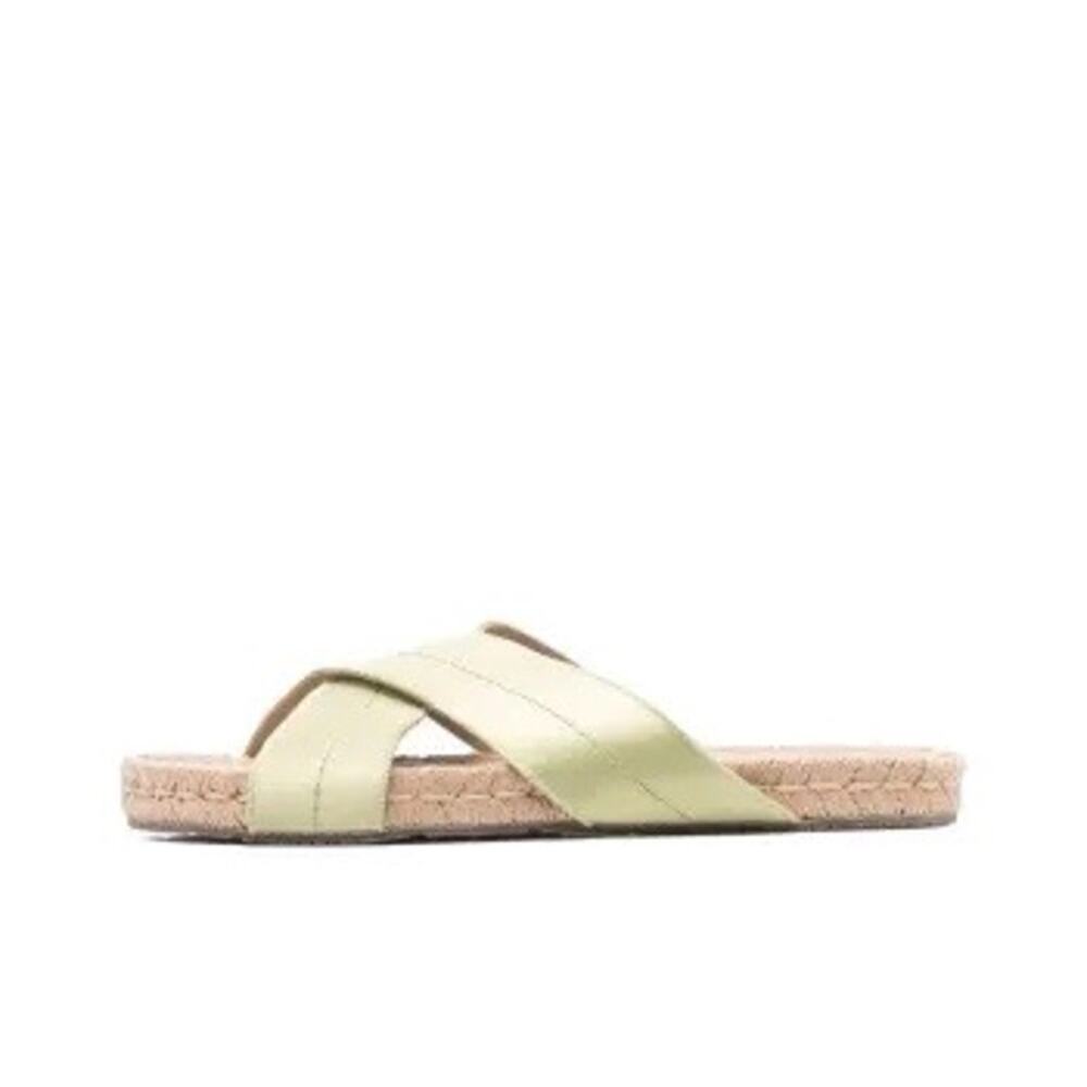 Pedro‎ Garcia Jimba Green Satin Crisscross Espadrille Slide Sandals 41